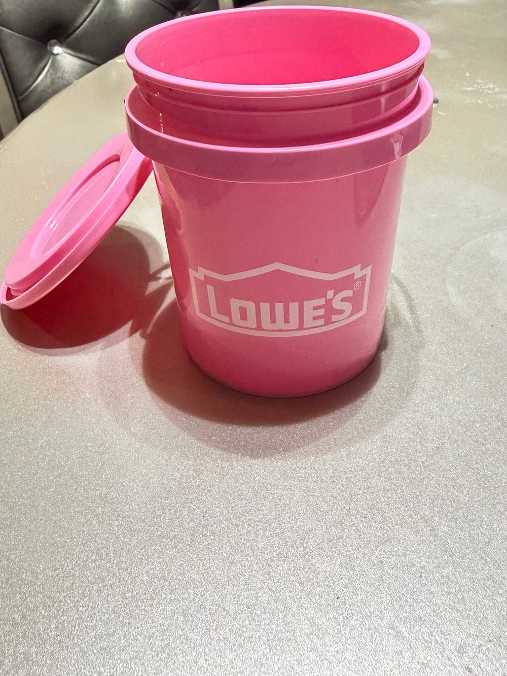 Lowes Pink Plastic Bucket with Lid
